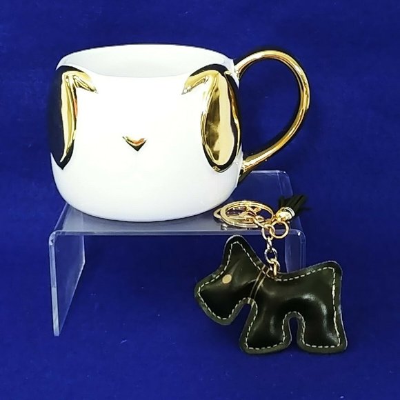 Coffee Tea Mug Dog Puppy Modern Expressions Mug and Keychain Leather Scottie Dog - Picture 1 of 9